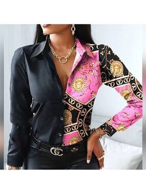 "JULIANA" DESIGNER PLUS SIZE XXXL COLOUR BLOCK PAISLEY CHAIN PRINT